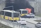 Başakşehir'de İETT otobüsü yangını: Araç hurdaya döndü