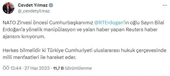 Reuters’ın Başkan Erdoğan’ı hedef alan masa başı operasyonuna AK Parti’den çok sert tepki: Şiddetle kınıyoruz