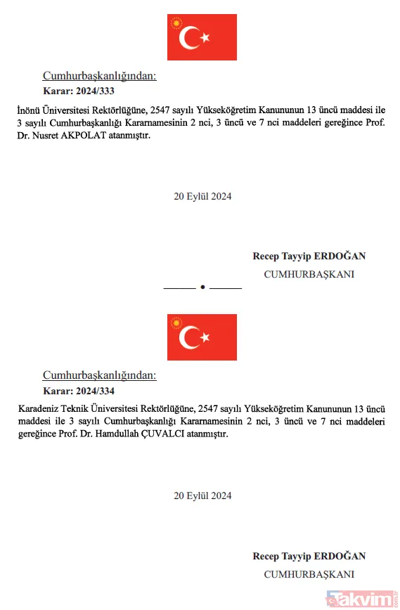 Resmi Gazete'de yayımlanan karara göre 6 üniversiteye yeni rektör atandı | İşte o isimler... - 6