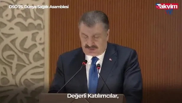 Bakan Fahrettin Koca 75. Dünya Sağlık Asamblesi’nde konuştu