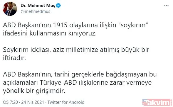 Türkiye'den ABD Başkanı Biden'ın 1915 olaylarını 'soykırım' olarak tanımlamasına peş peşe tepkiler! - 9