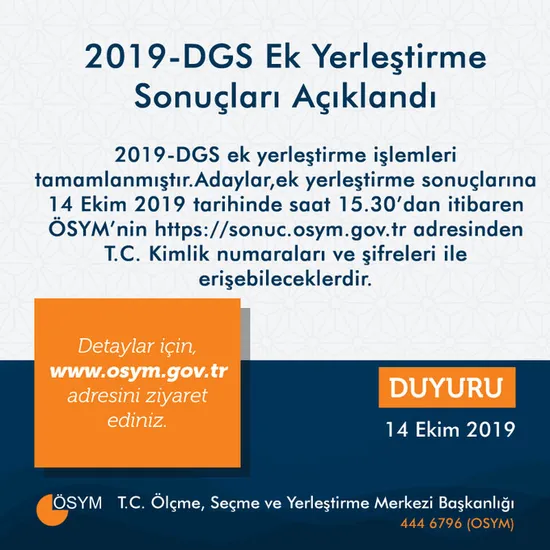 4 yıllık üniversite DGS geçiş bölümleri! 2019 DGS taban tavan puanları ek kontenjan başarı sıralaması-2