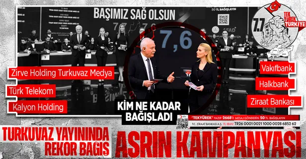 Türkiye Tek Yürek! Turkuvaz Medya yayınında deprem bölgesi için rekor bağışlar... Kim ne kadar bağışladı?