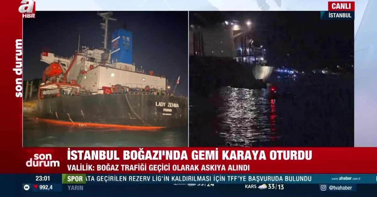 İstanbul Boğazı’nda gemi karaya oturdu!