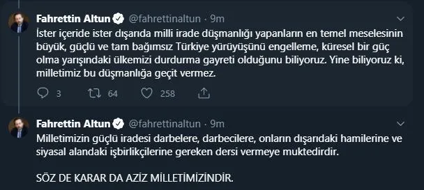 Son dakika: İletişim Başkanı Fahrettin Altun'dan 12 Eylül mesajı: Söz de karar da aziz milletimizindir-4