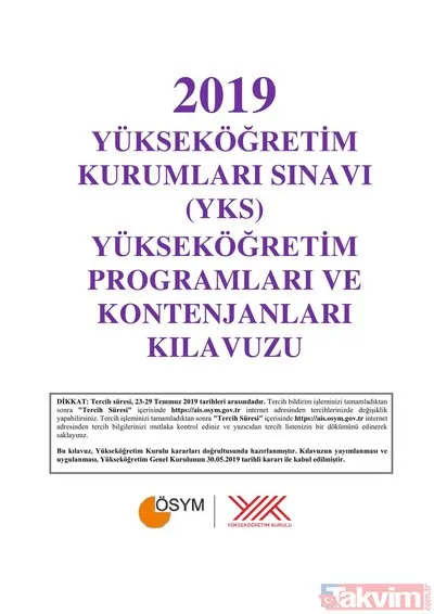 2019 yks 2 ve 4 yillik universite taban