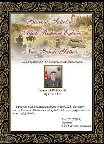 Barış Pınarı Harekatı'ndan acı haber: Uzman Onbaşı Tahsin Sarıtosun şehit düştü-1