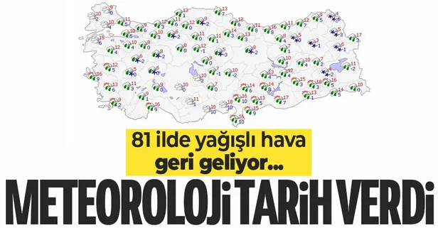HAVA DURUMU | Meteoroloji tarih verdi! 81 ilde yağışlı hava geri geliyor... | 14-18 Mart 2021