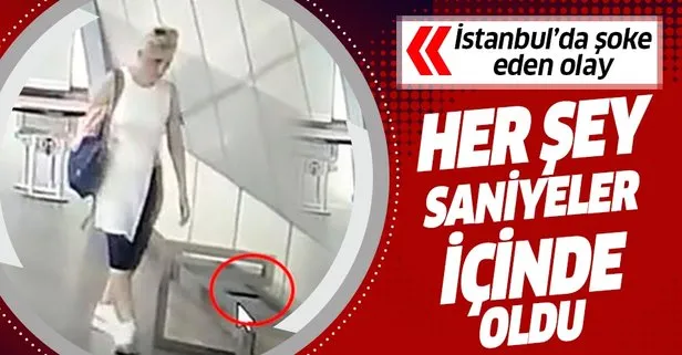 Mecidiyeköy metro istasyonunda kadın hırsız bankta unutulan telefonu böyle çaldı!