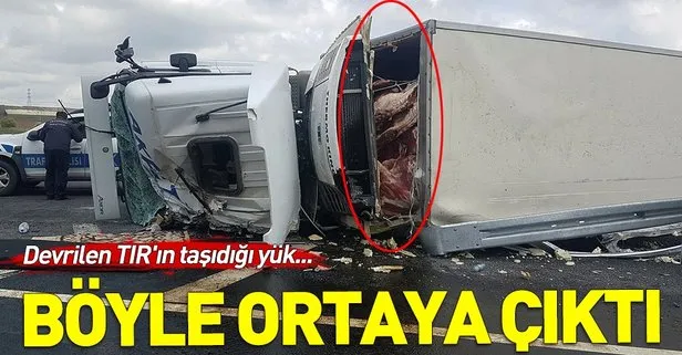 Son dakika: Kuzey Marmara Otoyolu’nda et yüklü TIR devrildi