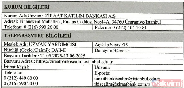 💻 Başvurular Nereden Ve Ne Zaman? Ziraat Bankası Personel Alımına Başvurular 21 Mayıs – 13 Haziran 2025 Tarihleri Arasında Kabul Edilecek. Adaylar...