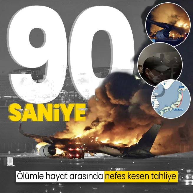 Son dakika: Japonyanın başkenti Tokyodaki Haneda Havalimanında korku dolu anlar! Pistteki uçakta yangın çıktı