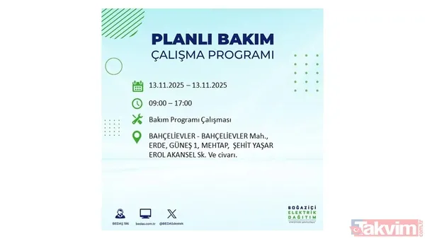 Mahallen listede olabilir! İstanbul'da büyük elektrik kesintisi: BEDAŞ 13 Kasım için saat verdi - 14