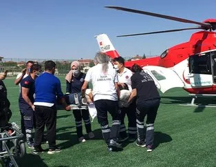 Kalp krizi geçiren kişiye hava ambulansı