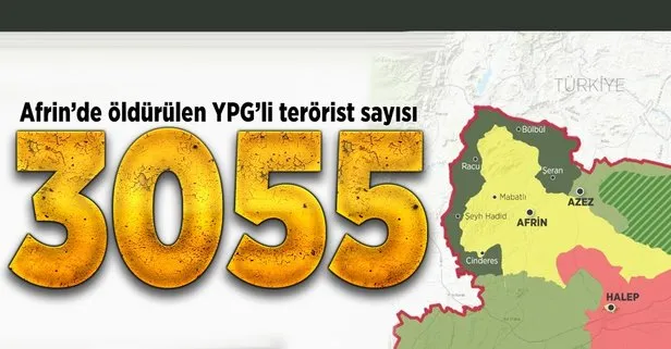 İşte Afrin’de öldürülen YPG’li terörist sayısı