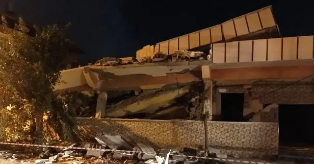 Hatay’da 6 Şubat’taki depremlerde ağır hasar alan bina çöktü