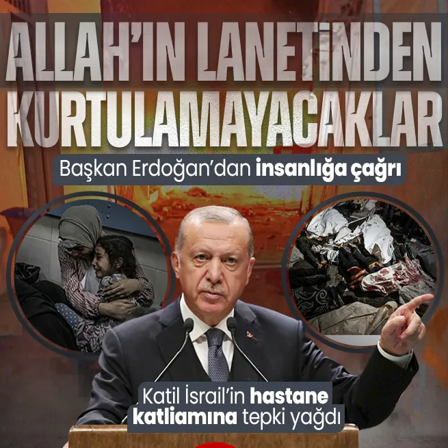 Katil İsrail hastanede yüzlerce sivili katletti! Başkan Erdoğandan sert tepki: İnsani değerlerden yoksun saldırılarının son örneğidir