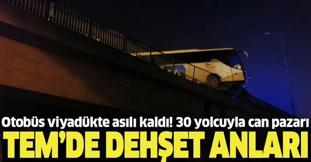 Son dakika: Gece yarısı adeta facia: Kocaeli TEM otoyolunda araç kaza yaptı 30 kişi 30 metre yükseklikte dehşeti yaşadı