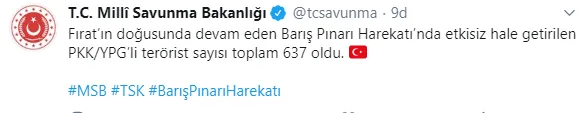 MSB duyurdu: 637 terörist etkisiz hale getirildi-1