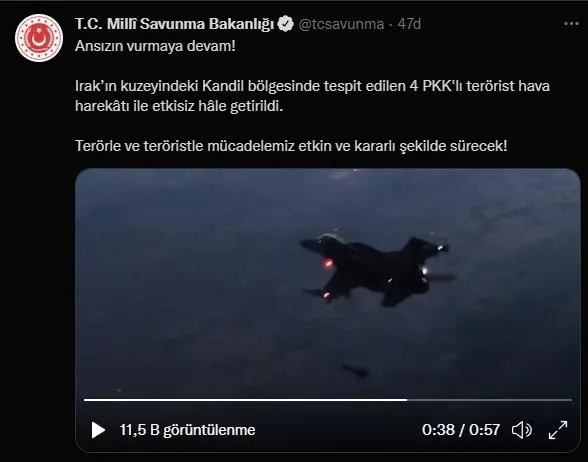 MSB duyurdu: Kandil'de 4 PKK'lı terörist etkisiz hale getirildi-1