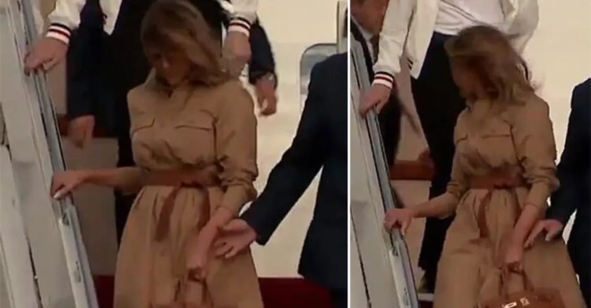 ABD Başkanı Donald Trump ve eşi Melania Trump arasında yaşananlar anbean kamerada! Yaklaştı, sürttü, çekiştirdi...