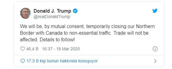 Son dakika: Donald Trump'tan flaş koronavirüs açıklaması: O ülke ile sınırlar kapatılacak!-1