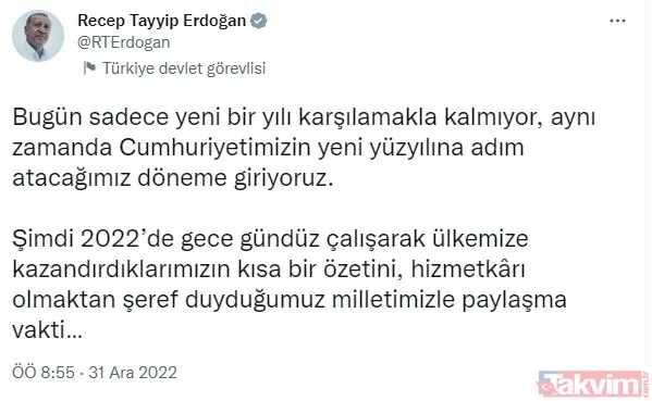 Başkan Erdoğan'dan yeni yıl mesajı! "Şimdi 2022'de ülkemize kazandırdıklarımızı milletimizle paylaşma vakti" İşte o projeler... - 1