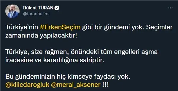 AK Parti'den 'erken seçim' yaygaracısı Kılıçdaroğlu ve Akşener'e çok net cevap: "Türkiye’nin erken seçim gibi bir gündemi yok"-3