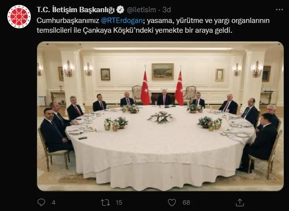 Başkan Erdoğan yasama, yürütme ve yargı organı temsilcilerini yemekte kabul etti-1