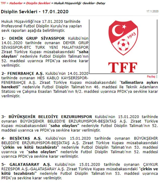 Son dakika haberi... Fenerbahçe, Beşiktaş ve Galatasaray PFDK'ya sevk edildi-1