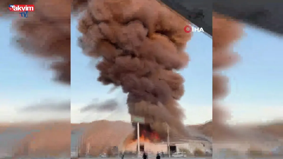 Burdur'da mermer fabrikasında yangın