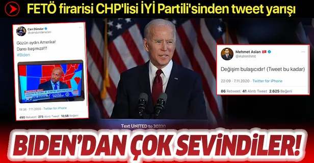 Joe Biden'dan daha çok sevindiler! FETÖ firarisi, CHP'lisi, İYİ Partili'sinden tweet yarışı