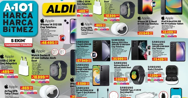 500 TL'den az fiyata düştü! A101 çıldırdı! Hafta sonu geldi: İPad tablet, Apple cep telefonu, kulaklık, akıllı saat indirime girdi