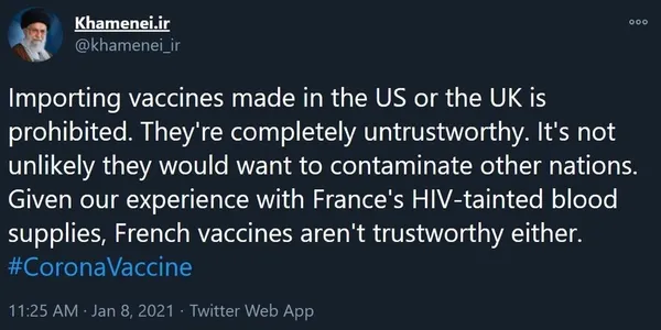 twitter-bati-uretimi-koronavirus-asilarinin-guvensiz-oldugunu-soyleyen-iran-lideri-hamaneyin-paylasimini-kaldirdi-1610140129753.jpg Twitter, Batı üretimi koronavirüs aşılarının "güvensiz" olduğunu söyleyen İran lideri Hamaney'in paylaşımını kaldırdı-3
