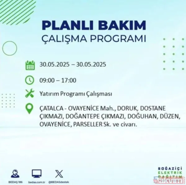 Bedaş | 30 Mayıs İstanbul Elektrik Kesintisi