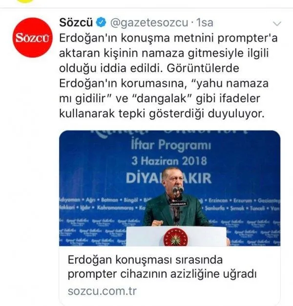 Sözcü'den namaz nefretine batırılmış prompter yalanı-1