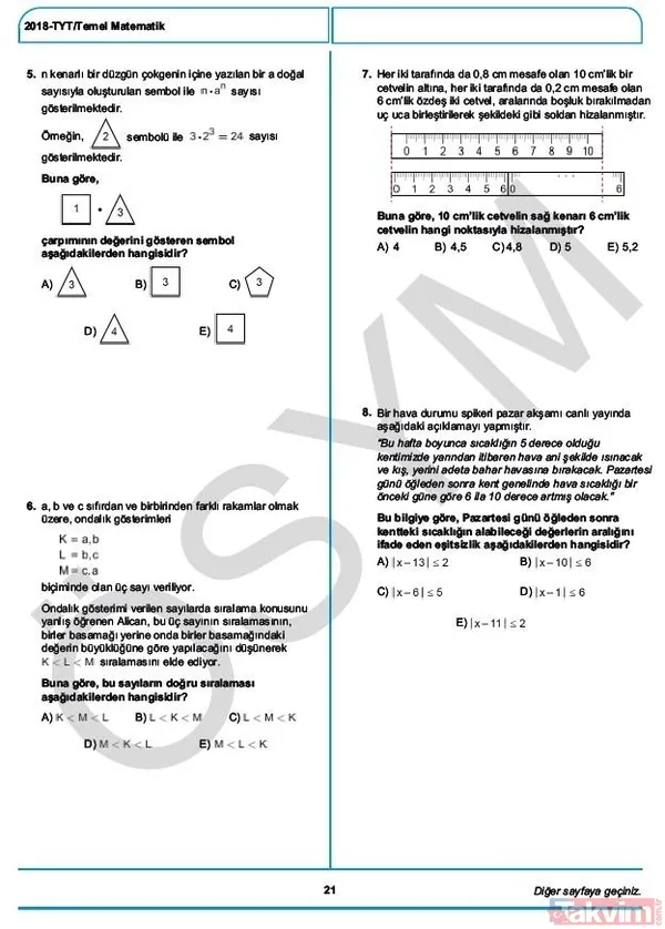 YKS çıkmış sorular ve cevaplar! 2018 YKS çıkmış sorular ve cevap anahtarı - 24