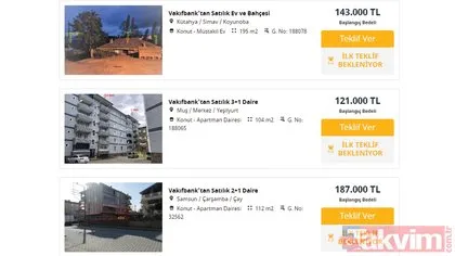 Ankara , İstanbul, Edirne, Konya 100-200-300-4000 bin liraya 2+1, 3+1 daireler... Vakfbank’tan Satılık ara kat 110 M2 daire 136 bin TL!