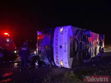 Diyarbakır - Silvan Karayolu’nda yolcu otobüsü devrildi! Çok sayıda ölü ve yaralı var