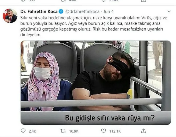 Son dakika: Sağlık Bakanı Fahrettin Koca, maskeyi gözüne takan kişiyi telefonla aradı-1