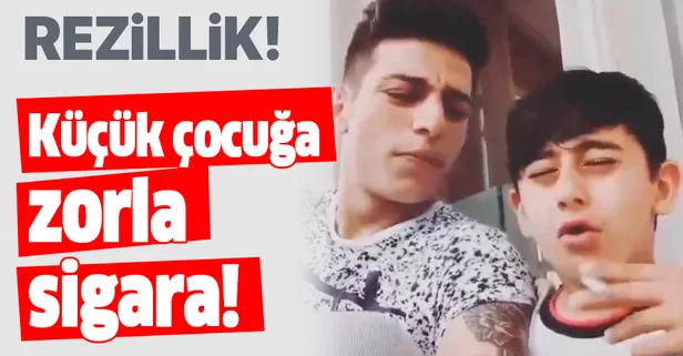 Sosyal medyada tepki çeken görüntüler! Küçücük çocuğa zorla sigara içirdi