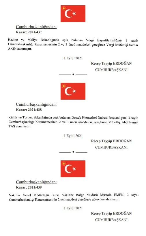Son dakika: Başkan Recep Tayyip Erdoğan'ın imzasıyla yayımlanan Resmi Gazete'de atama kararları yer aldı-2