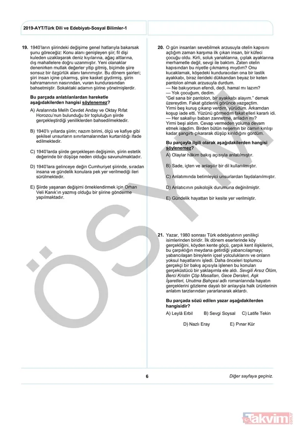 2019 YKS AYT soruları ve cevapları yayınlandı! İşte AYT soru ve cevap anahtarı... - 9