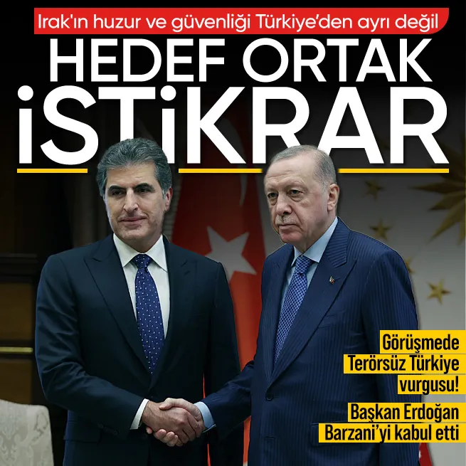 Görüşmede Terörsüz Türkiye vurgusu! Başkan Erdoğan IKYB Başkanı Neçirvan Barzani’yi kabul etti