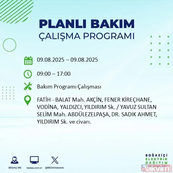 İstanbul'da hafta sonu (9 Ağustos) elektrik kesintisi var mı? BEDAŞ ilçe ilçe saat verdi - 18