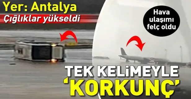 Antalya’da hortum havalimanını vurdu! Otobüs devrildi 12 yaralı var