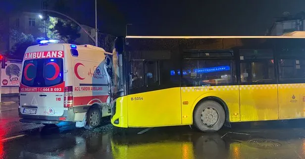 Son dakika: Bahçelievlerde İETT otobüsü ambulansa çarptı