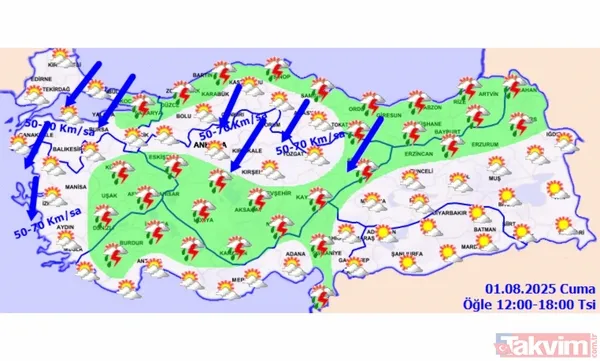 1 Ağustos Hava Durumu (12:00- 18:00 Aralığında 31 İlde Yağış Bekleniyor)
