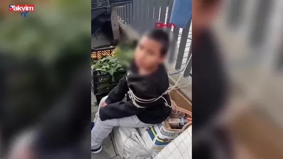 Sarıyer’de pazarda hırsızlık yapan çocuğu iple bağladılar