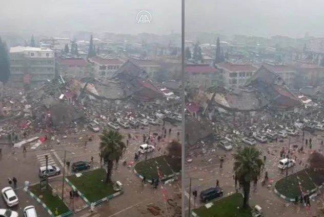 Yıkılan binalar havadan görüntülendi!